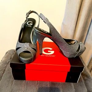 Guess peep toe glitter sandals